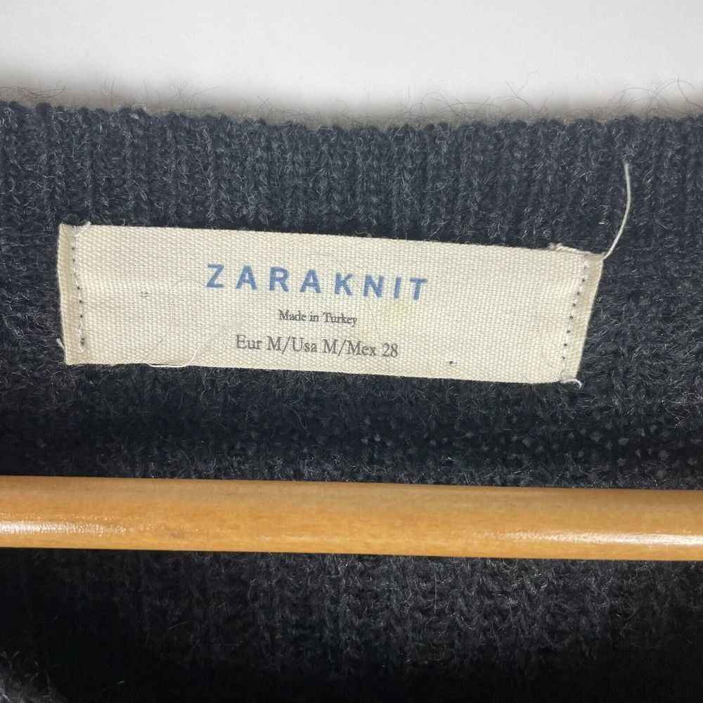 Zara Ribbed Knit Sweater Dress 3/4 Sleeve With Faux Zipper Details Black…​‎ - Picture 5 of 5